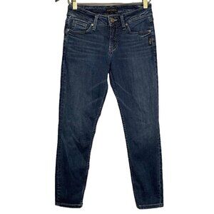 Silver Jeans Suki Skinny Crop Women Size W27 Dark Blue Stretch Retro 28 x 25